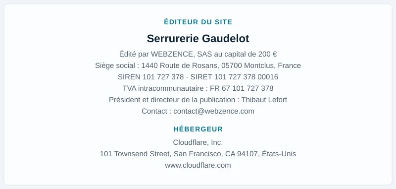 Coordonnées légales de l&rsquo;éditeur et de l&rsquo;hébergeur du site